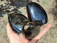 Polished Black Tourmaline Standing Free Forms x 4 From Madagascar