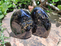 Polished Black Tourmaline Standing Free Forms x 4 From Madagascar