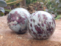 Polished Rubellite Pink Tourmaline Spheres x 2 From Ambatondrazaka, Madagascar