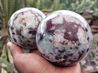 Polished Rubellite Pink Tourmaline Spheres x 2 From Ambatondrazaka, Madagascar