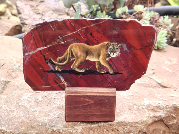 Hand Made Lioness Decoupage Stone Slabs x 3 From Southern Africa