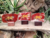 Hand Made Lioness Decoupage Stone Slabs x 3 From Southern Africa