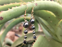 Polished Pair of Hematite Ball and Star Earrings - Sold Per Pair - From China