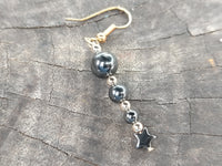 Polished Pair of Hematite Ball and Star Earrings - Sold Per Pair - From China