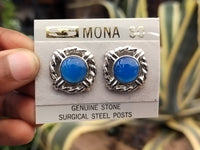 Polished Blue Onyx Surgical Steel Stud Earrings - Sold Per Pair - From Swaziland