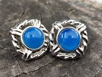 Polished Blue Onyx Surgical Steel Stud Earrings - Sold Per Pair - From Swaziland