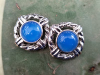 Polished Blue Onyx Surgical Steel Stud Earrings - Sold Per Pair - From Swaziland