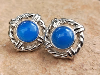 Polished Blue Onyx Surgical Steel Stud Earrings - Sold Per Pair - From Swaziland