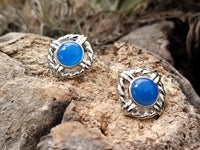 Polished Blue Onyx Surgical Steel Stud Earrings - Sold Per Pair - From Swaziland