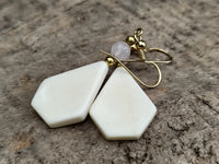 Polished White Onyx and Rose Quartz Earrings - Sold Per Pair - From China