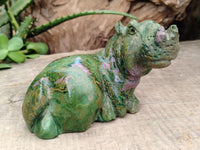 Hand Made Green Verdite Hippo Carvings x 3 From Zimbabwe