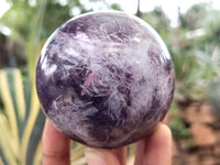 Polished Lepidolite with Pink Rubellite Spheres x 4 From Ambatondrazaka, Madagascar