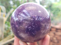 Polished Lepidolite with Pink Rubellite Spheres x 4 From Ambatondrazaka, Madagascar