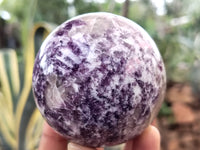 Polished Lepidolite with Pink Rubellite Spheres x 4 From Ambatondrazaka, Madagascar