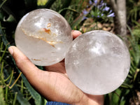 Polished Clear Quartz Crystal Balls x 2 From Madagascar