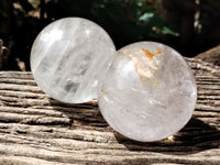 Polished Clear Quartz Crystal Balls x 2 From Madagascar