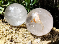 Polished Clear Quartz Crystal Balls x 2 From Madagascar