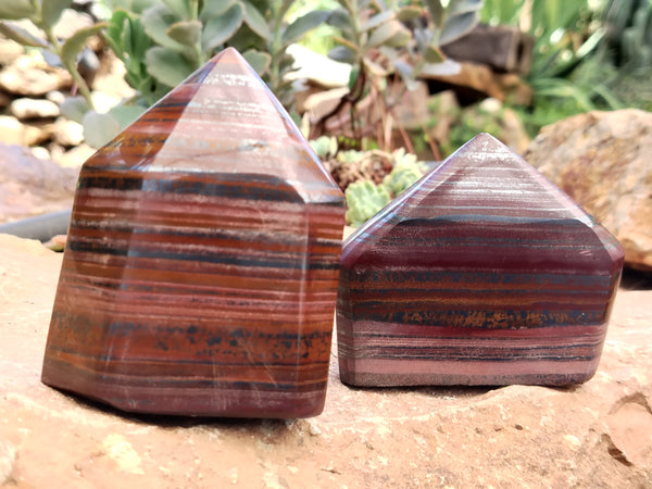 Polished Banded Tiger Iron Jasper Points x 4 From South Africa