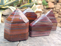 Polished Banded Tiger Iron Jasper Points x 4 From South Africa