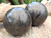 Polished Pharaoh Stone Spheres x 2 From Zimbabwe