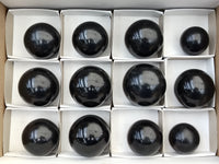 Polished Black Basalt Spheres x 12 From Madagascar