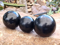 Polished Black Basalt Spheres x 12 From Madagascar