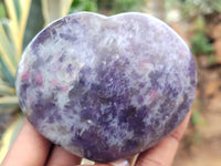 Polished Lepidolite With Pink Tourmaline Gemstone Hearts x 6 From Madagascar