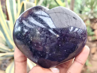 Polished Lepidolite With Pink Tourmaline Gemstone Hearts x 6 From Madagascar