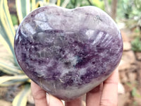 Polished Lepidolite With Pink Tourmaline Gemstone Hearts x 6 From Madagascar