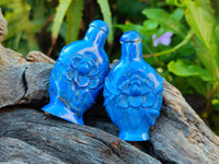 Polished Groovey Lapis Lazuli Perfume Bottle with Detachable Lid - Sold Per Item - From Afghanistan