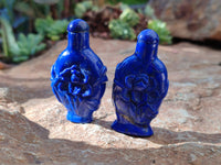 Polished Groovey Lapis Lazuli Perfume Bottle with Detachable Lid - Sold Per Item - From Afghanistan