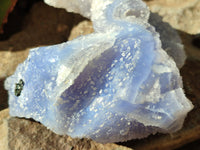 Natural Etched Blue Chalcedony Specimens x 2 From Nsanje, Malawi