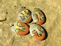 Polished Polychrome Jasper Pendant with Hand Painted Elephant - Sold Per Item - From Madagascar