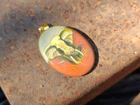 Polished Polychrome Jasper Pendant with Hand Painted Elephant - Sold Per Item - From Madagascar