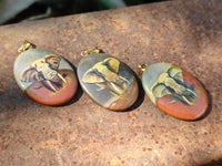 Polished Polychrome Jasper Pendant with Hand Painted Elephant - Sold Per Item - From Madagascar