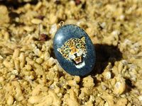 Polished Dumortierite Pendant with Hand Painted Leopard - Sold Per Item - From Mozambique