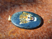 Polished Dumortierite Pendant with Hand Painted Leopard - Sold Per Item - From Mozambique