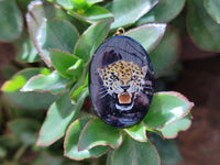 Polished Dumortierite Pendant with Hand Painted Leopard - Sold Per Item - From Mozambique