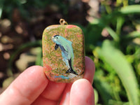 Polished Unakite Pendant with Hand Painted Dolphin - Sold Per Item - From South Africa