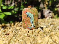 Polished Unakite Pendant with Hand Painted Dolphin - Sold Per Item - From South Africa