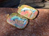 Polished Unakite Pendant with Hand Painted Dolphin - Sold Per Item - From South Africa