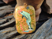 Polished Unakite Pendant with Hand Painted Dolphin - Sold Per Item - From South Africa