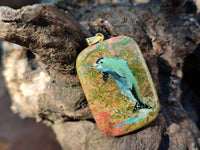 Polished Unakite Pendant with Hand Painted Dolphin - Sold Per Item - From South Africa