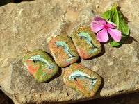 Polished Unakite Pendant with Hand Painted Dolphin - Sold Per Item - From South Africa