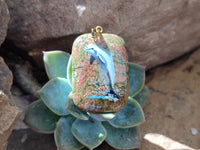 Polished Unakite Pendant with Hand Painted Dolphin - Sold Per Item - From South Africa