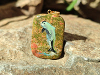 Polished Unakite Pendant with Hand Painted Dolphin - Sold Per Item - From South Africa