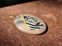 Polished Polychrome Jasper Pendant with Hand Painted Zebra - Sold Per Item - From Madagascar