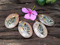 Polished Polychrome Jasper Pendant with Hand Painted Zebra - Sold Per Item - From Madagascar