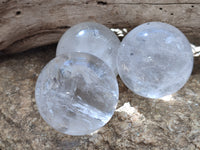 Polished Clear Quartz Crystal Sphere's x 3 From Madagascar