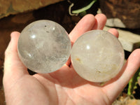 Polished Clear Quartz Crystal Sphere's x 3 From Madagascar